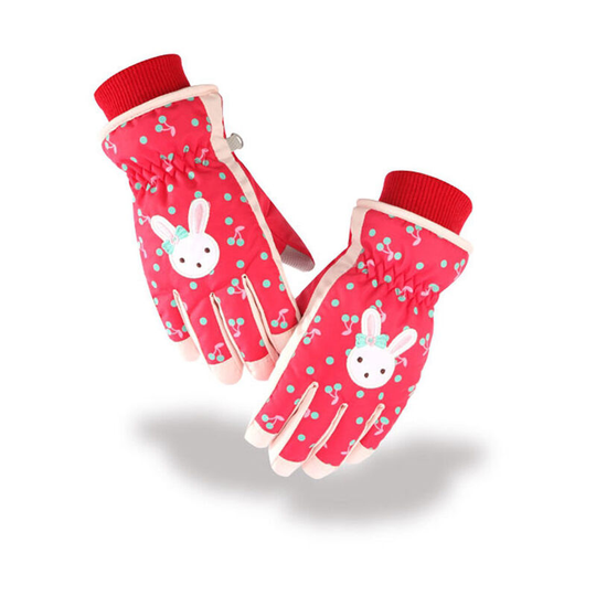 Size : s ) Waterproof and Breathable Ski Gloves for Children Snowboarding - for Winter and Cold - Rabbit Pattern - for Cycling, Sledding, Skating,