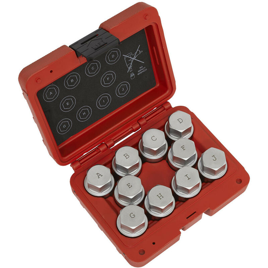 Sealey - SX222 Locking Wheel Nut Key Set 10pc - Land Rover
