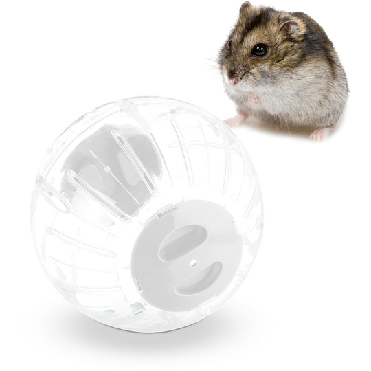 Relaxdays - Hamster Ball, ø 18.5 cm, Exercise Toy for Hamsters & Mice, Free Range Rodent Orb, Plastic, Transparent/White