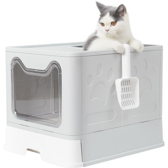 Large Pet Cat Litter Box Portabe Design Fully Enclosed with Easy Clean Tray