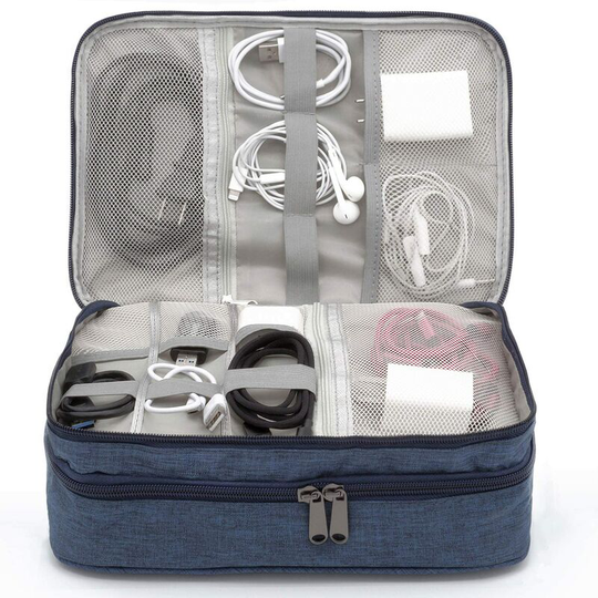 Sun Flowergb - Cable Organizer Bag Waterproof Cable Bag Large Hard Drive Bag Electronic Bag Double Layer Electrical Organizer Cable Bag Electronics