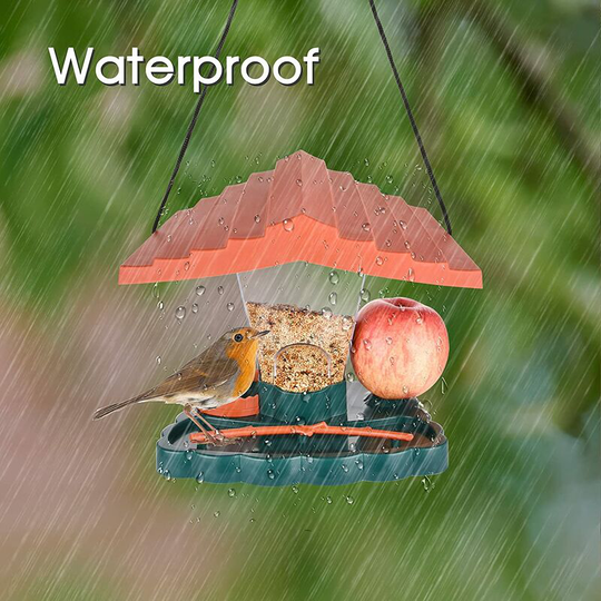 Plastic bird feeder - 25 cm - With stand - Weather resistant - Natural finish to hang in the garden and on the balcony