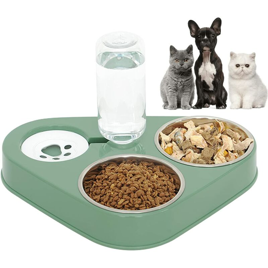 Devenirriche - Stainless Steel Double Bowl for Pets, Double Cat Bowls, 3-in-1 Automatic Water Storage, Cat Bowl for Cats Dogs Pets Pet Bowl for Dogs