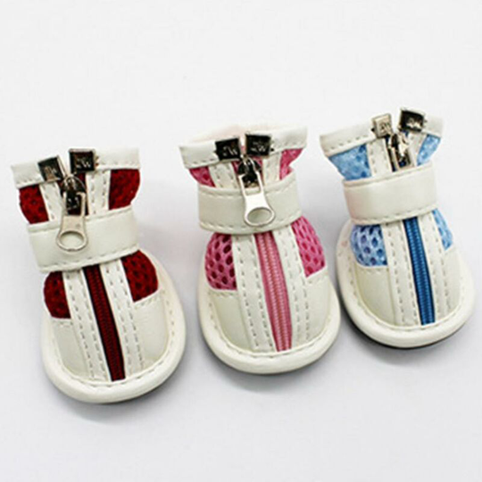 Woosien - Dog shoes pet puppy teddy mesh zipper sneakers breathable magic tape closure cat dog shoes dog supplies 2021 04Pink