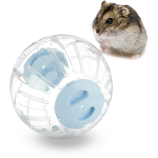 Relaxdays - Hamster Ball, ø 18.5 cm, Exercise Toy for Hamsters & Mice, Free Range Rodent Orb, Plastic, Transparent/Blue