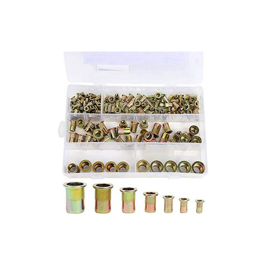 Rivet Nut, Threaded Inserts Nut Zinc Plated Carbon Steel in Plastic Box M3 M4 M5 M6 M8 M10 M12 165 Pieces
