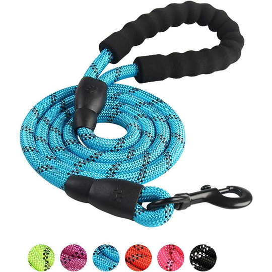 Dog Leash Multicolor Reflective Nylon Round Rope Medium Large Dog Leash blue - Langray