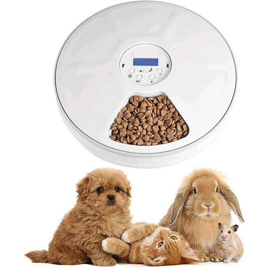 Cat Dog Automatic Feeder Automatic Pet Food Dispenser Food Bowl for 6 Meals Small Animals for Dogs Cats Rabbits