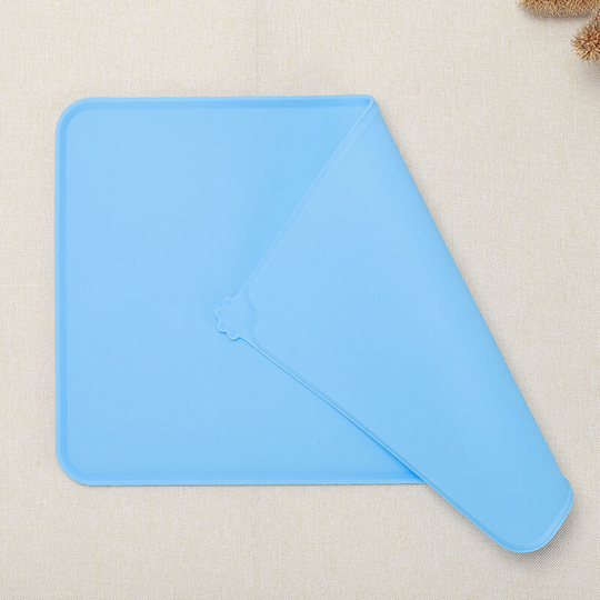 Pet feeding mat, non-slip and waterproof bowl mat for cats and dogs, 47 x 30 cm, blue
