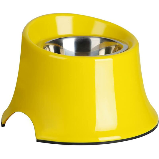 Elevated Dog Bowl Raised Dog Feeder for Food and Water, Non Spill Edges & Non Skid Sturdy Melamine Stand, Reduce Neck Stress, 1 Cup Yellow