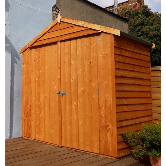 4 x 6 (1.19m x 1.82m) - Dip Treated Overlap - Apex Garden Shed - Windowless - Double Doors - 11mm Solid Osb Floor
