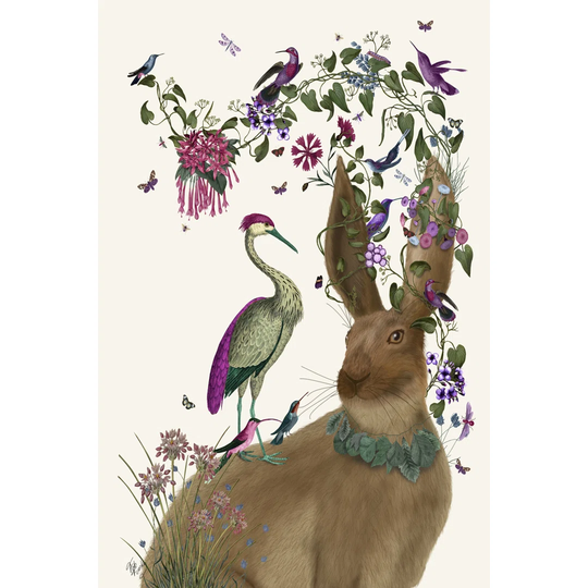 Hare Birdkeeper And Heron by Charles McMullen - Wrapped Canvas Art Prints