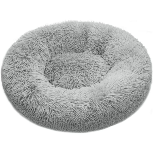 Cat Bed Round Dog Bed Pet Cat Washable Soft Fluffy Dog Bed (Light Gray 50cm) (YGDE-2707-L419)