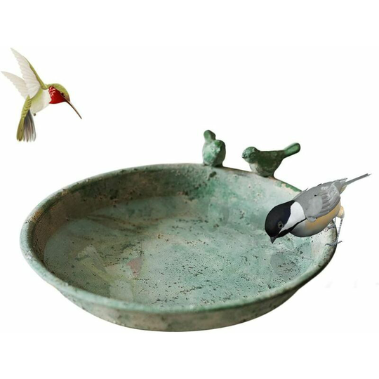 Wild Bird Bath Bird Feeding Bowl Round Bird Basin in Green 17*3cm