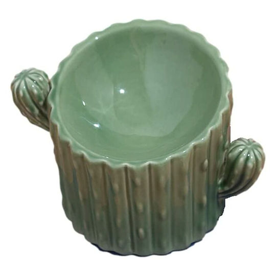 Denuotop - Cactus Bowls Elevated ceramic dog and cat bowl - Double Branch-Green
