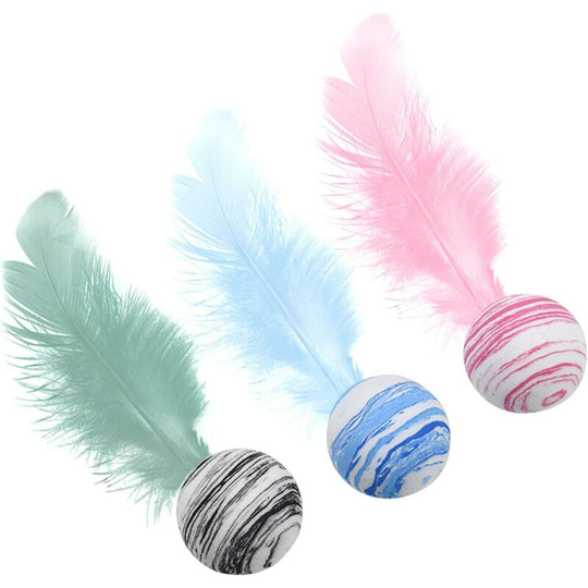 Star Texture Ball eva Foam Ball, Interactive Feather Chew Toy, Interactive Cat Toy, Throwing Toy, Blue, Red and Black, 3 Pieces in Total