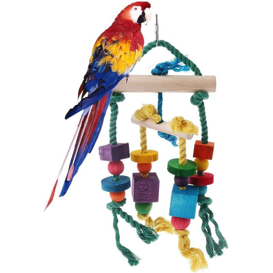 Perle Rare - Bird Wooden Blocks Hanging Accessories for Parrot Budgie Cockatiels Cage Lovebird Cage Chewable Toy Durable and Practical