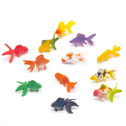 Sun Flowergb - 24pcs simulation cute little goldfish model toy animal solid plastic decorative small fish science education kids cognitive gift