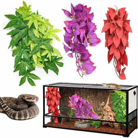 Muff - Set of 3 plants for terrariums of Reptiles, pendants with suction cups, ideal for terrarians of chameleons, snakes, lizards, Turtles and all