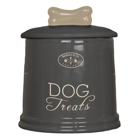 Ceramic Pet Treat Storage Jar in Grey