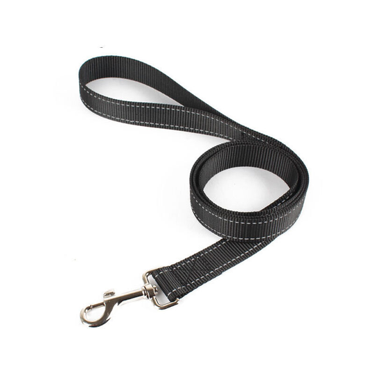 Betterlifegb - Reflective Dog Training Lead, Neoprene Padded Handle and Metal Hook, 1.2 m x 2.5 cm Nylon Leash for Small Medium Large Dogs, Black(s)