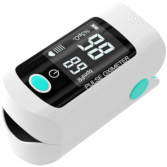 Digital oximeter for measuring blood oxygen and heart rate Heart rate monitor finger, blue