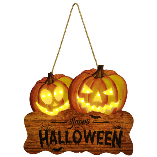 Ilovemilan - Halloween Pumpkin Hanging Sign Spooky Front Door Welcome Sign Wall Sign Plaque for Indoor Outdoor Decor Home Yard Decorative Signs Treat