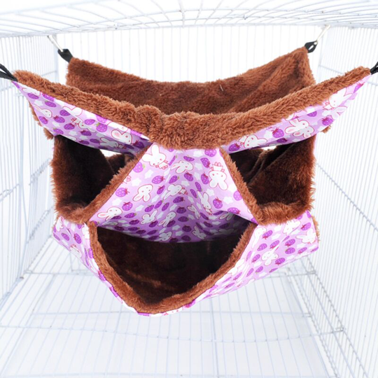 Small Pet Cage Hammock, Triple Bed Hammock for Rat, Guinea Pig, Bedding Accessories, Comfortable Ferret Bed(Purple,30*30cm)
