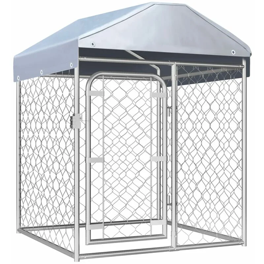 Outdoor Dog Kennel with Roof 100x100x125 cm Vidaxl Silver