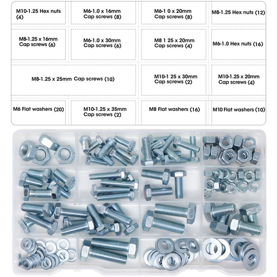 Excellent Hex Bolts M6 M8 M10 and Hex Nuts and Washers Set Kit,128 Pcs