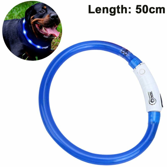 Led light up collar for dogs usb rechargeable led dog collar Light up dog collar rechargeable and adjustable in length, blue, 50cm