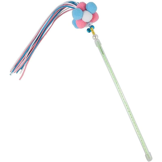 1 Piece Pet Cats Kitten Pompom Plush Toy Ball Bell Tassel Daser Wand Mouth Play Blue