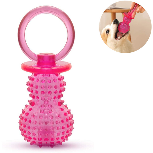 Soft Teething Rubber, Treat Dispensing Dog Toy for Small Puppies, pink