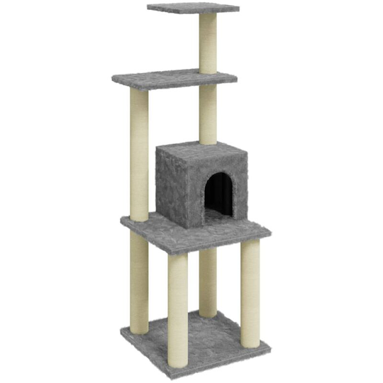Cat Tree with Sisal Scratching Posts Light Grey 105 cm Vidaxl Grey