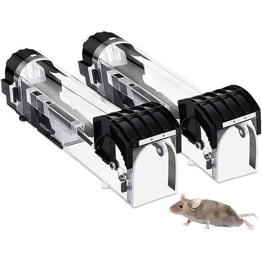 Bearsu - Humane Mouse Trap Eco-Friendly No Kill Rodent Control Trap Transparent Reusable Rat Trap Mouse Trap (2 Pack)