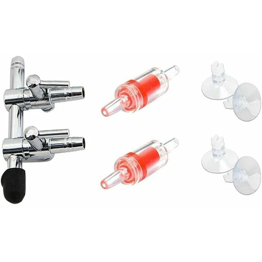 Air Flow Controller - For Aquarium - 3 in 1 Kit: 2 Way Air Pump Splitter, 2 Check Valves