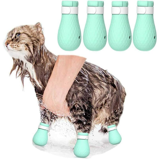 4 Pairs Silicone Anti-Scratch Cat Shoes - For Pet Grooming - Cat Paw Protection - Home, Bath, Shave, Control - Langray