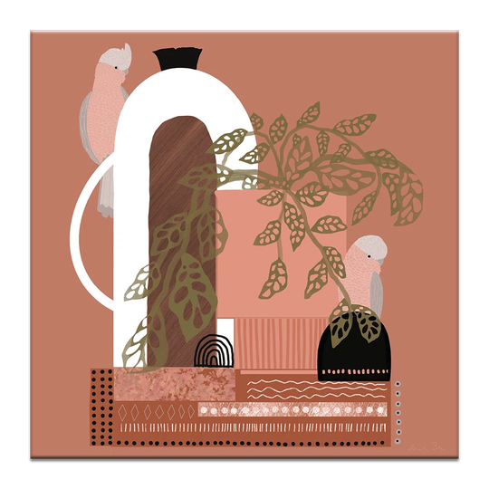 Swiss Cheese and Vases by Amanda Skye-Mulder - Wrapped Canvas Painting