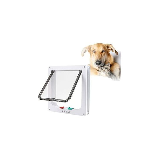 4-Way Magnetic Pet Cat Flap 25 x 23 x 5.5cm White Easy to Install
