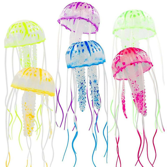 Deckon - 6pcs Artificial Jellyfish Decor Ornament For Aquarium Fish Tank, Fake Jellyfish Aquarium Decorations, Glowing Jellyfish Effect, Safe For