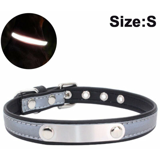 Genuine Leather Dog Collar with Engraved Nameplate Personalized Soft Leather Dog Collar with Personalized id Tag for Small Medium Dogs Black s