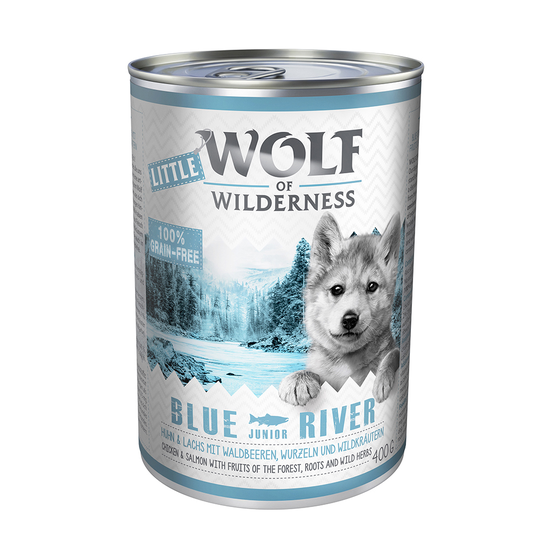 Little Wolf of Wilderness 6 x 400g - Blue River Junior - Chicken & Salmon