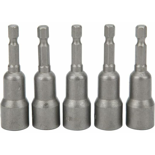 Naxunnn - 5 Piece Hex Socket Set,13*65mm Chrome Vanadium Steel Strong Magnetic Nut Electric Drill Screwdriver Hex Bit Socket Wrench Pneumatic Impact