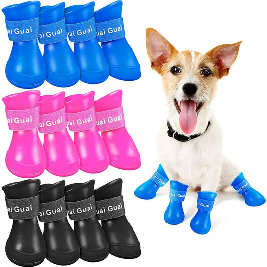 3 Sets of Puppy Dog Rain Boots Candy Color Resin Waterproof Pet Claw Guard Non-Slip Rain Boot (,s)