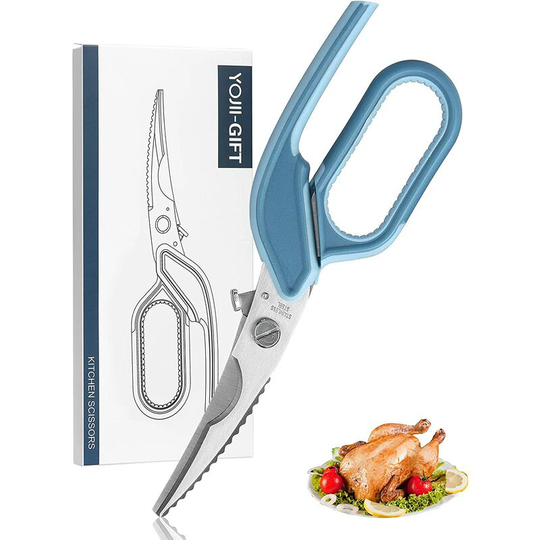 Ilovemilan - Kitchen Scissors Turkey Shears, Sharp Heavy Duty Poultry Shears In Stainless Steel Cut Meat, Bones, & FishBLUE