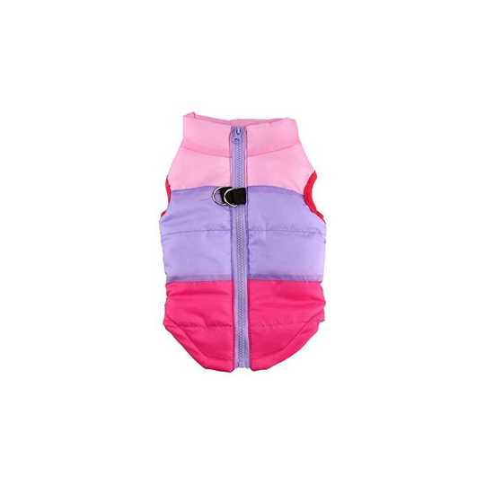 Dog and Cat Coat with Leash Anchor Color Patchwork Padded Puppy Chihuahua Pug Costumes L,Red