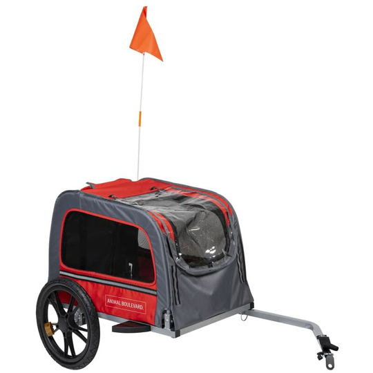 Pet Bike Trailer m 130x63x78 cm Red and Grey Animal Boulevard Grey