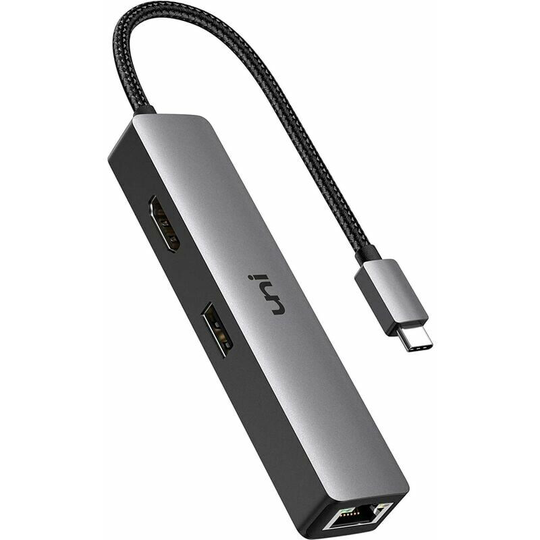 Bearsu - usb c Hub, 5-in-1 usb c to Ethernet Adapter Hub with 4K usb c to hdmi, 1Gbps Gigabit Ethernet Port, 3 usb 3.0 Ports (Aluminum Shell, Nylon