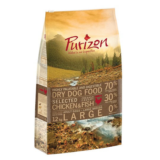 Purizon Adult Large Breed Dog - Grain-Free Chicken & Fish - Economy Pack: 2 x 12kg