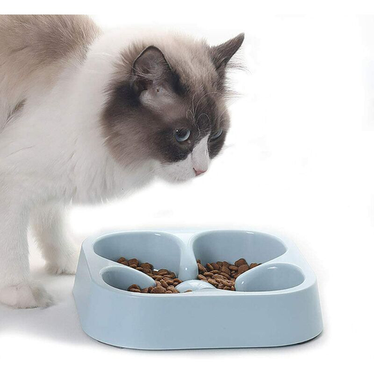 Non-Slip Labyrinth Shaped Pet Bowl, Anti Glutton Bowl for Dog Cat, Anti Bloat Slow Feeding Bowl,Blue